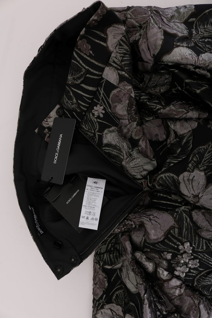 Dolce & Gabbana Black Silver Brocade Floral Skirt - Luxe & Glitz