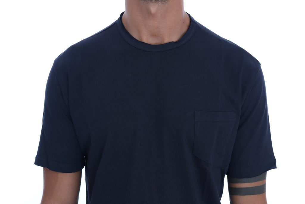 Daniele Alessandrini Blue Cotton Crewneck T-Shirt - Luxe & Glitz