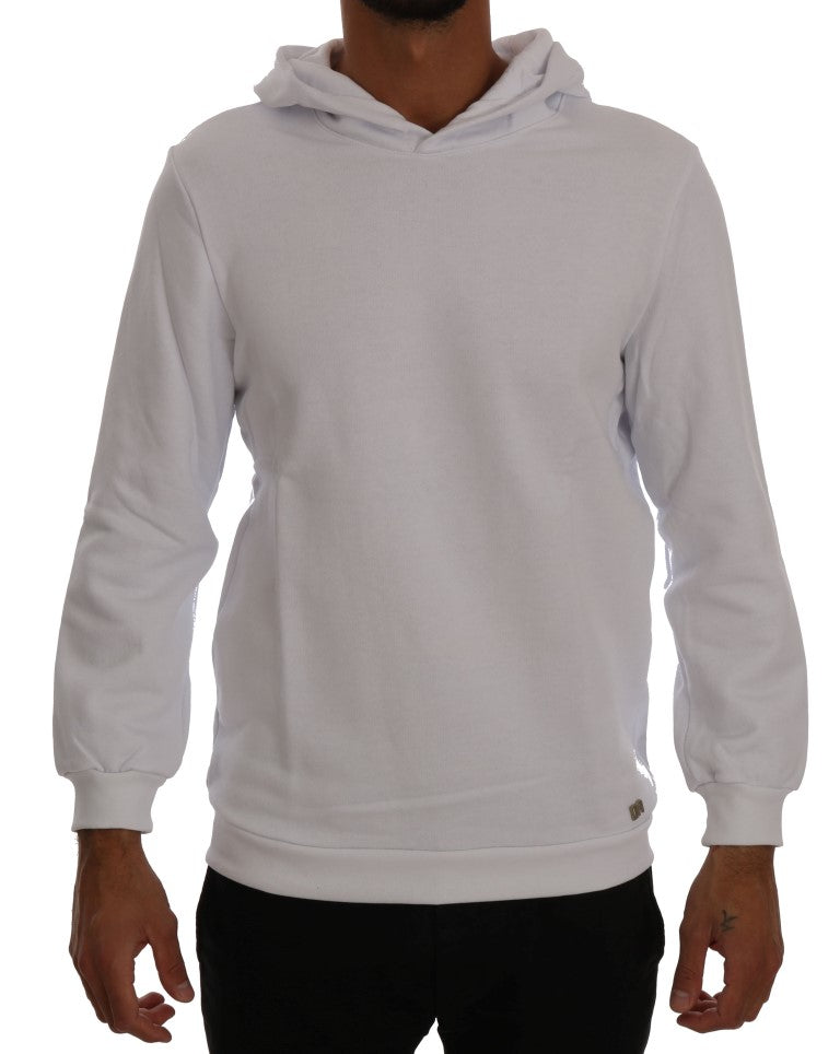 Daniele Alessandrini White Pullover Hodded Cotton Sweater - Luxe & Glitz