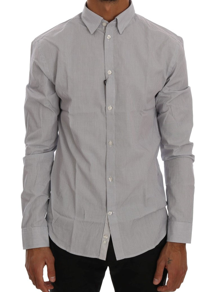 Frankie Morello White Blue Check Casual Cotton Regular Fit Shirt - Luxe & Glitz