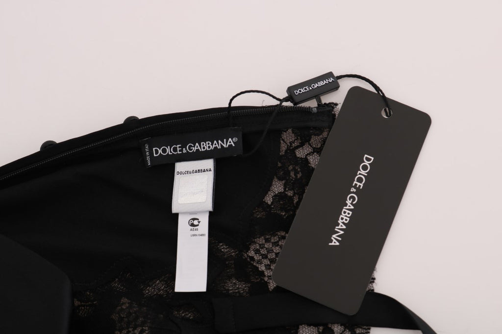 Dolce & Gabbana Black Silk Stretch Lace Top - Luxe & Glitz