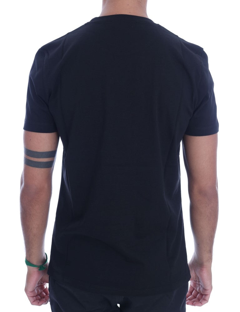 Frankie Morello Black Cotton RIDERS Crewneck T-Shirt - Luxe & Glitz
