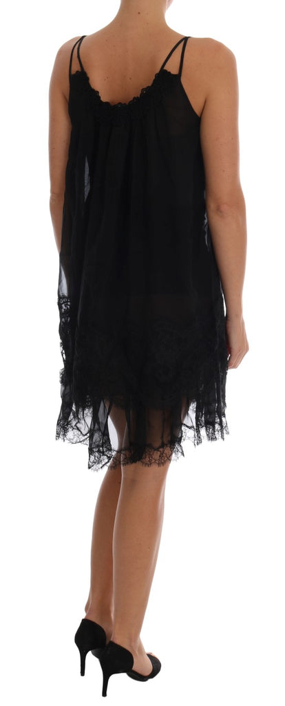 Dolce & Gabbana Black Silk Lace Chemise Dress - Luxe & Glitz
