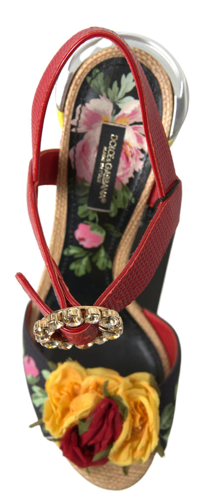 Dolce & Gabbana Multicolor Crystal Leather Amore Heels Sandals Dolce & Gabbana
