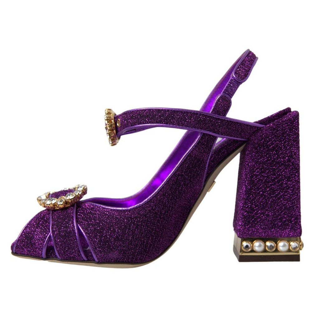 Dolce & Gabbana Purple Ankle Strap Sandals Crystal Shoes Dolce & Gabbana