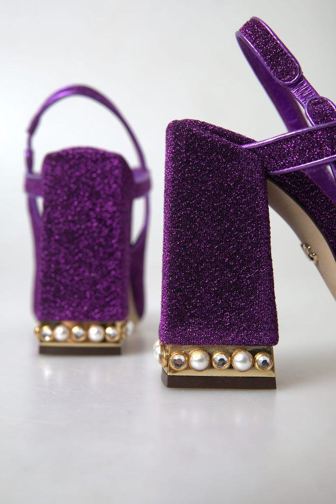 Dolce & Gabbana Purple Ankle Strap Sandals Crystal Shoes Dolce & Gabbana