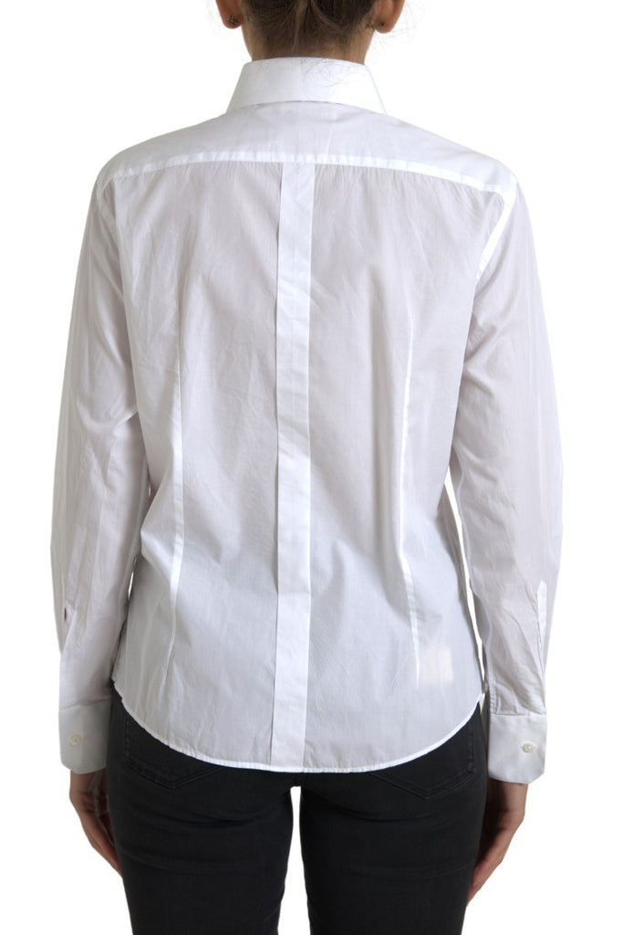 Dolce & Gabbana White Cotton Collared Long Sleeves Shirt Top Dolce & Gabbana