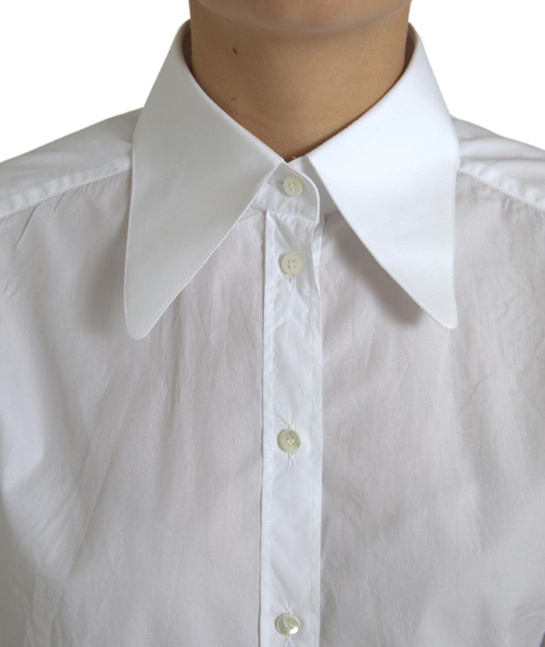 Dolce & Gabbana White Cotton Collared Long Sleeves Shirt Top Dolce & Gabbana