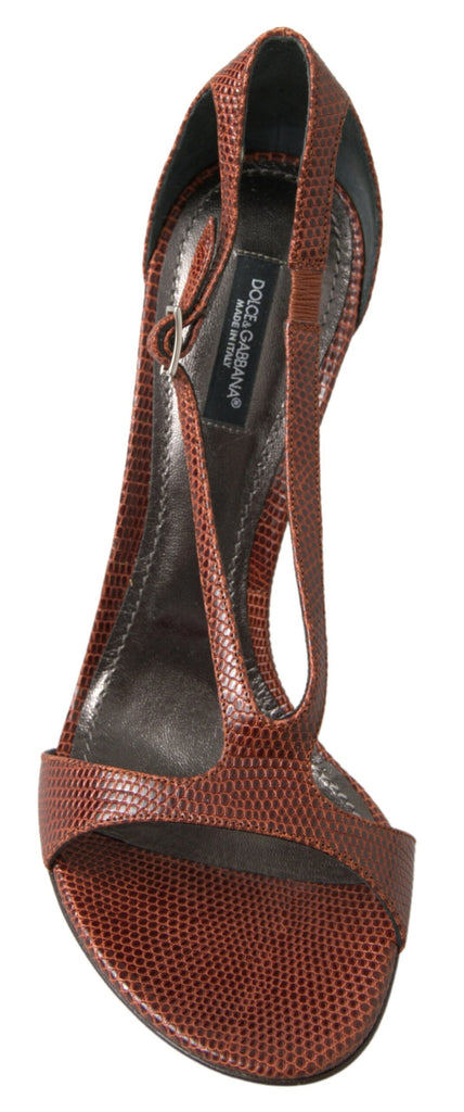 Dolce & Gabbana Brown Leather High Heels Sandals Shoes Dolce & Gabbana