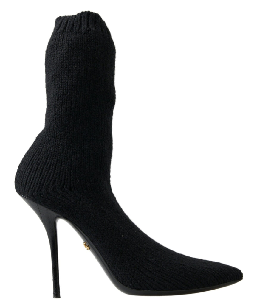 Dolce & Gabbana Black Stiletto Heel Mid Calf Women Boot Shoes Dolce & Gabbana