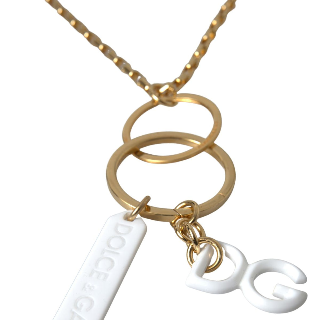 Dolce & Gabbana Gold Tone Brass Chain Link DG Logo Pendant Necklace Dolce & Gabbana