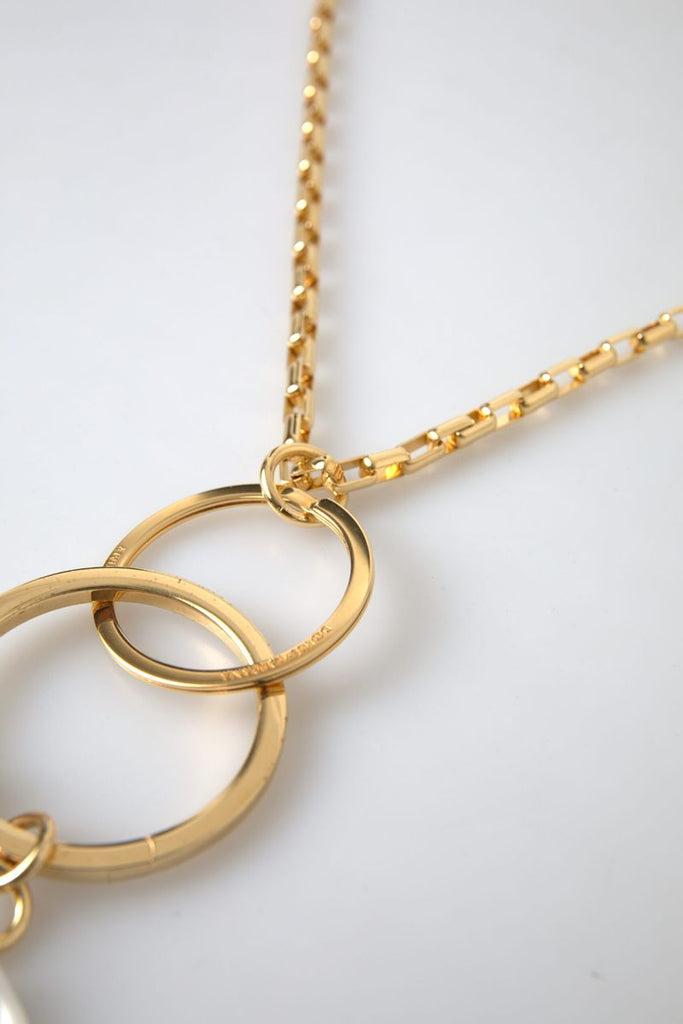 Dolce & Gabbana Gold Tone Brass Chain Link DG Logo Pendant Necklace Dolce & Gabbana