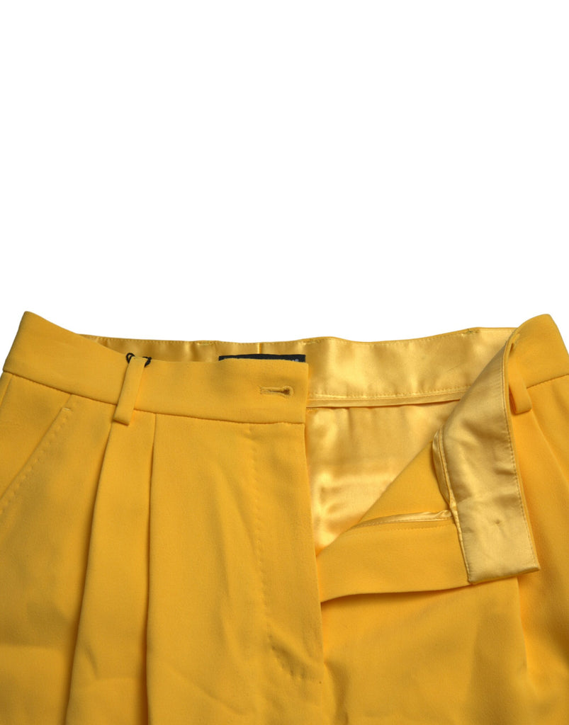 Dolce & Gabbana Yellow Viscose High Waist Bermuda Shorts Dolce & Gabbana