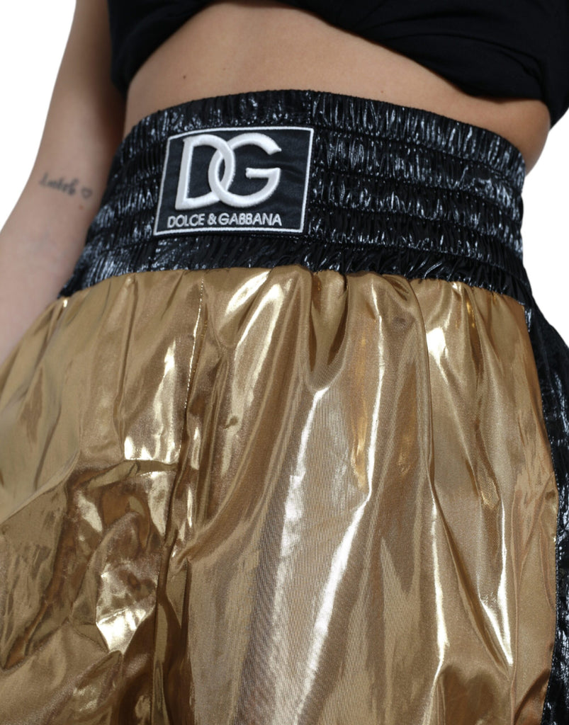 Dolce & Gabbana Metallic Gold Shirred High Waist Hot Pants Shorts Dolce & Gabbana