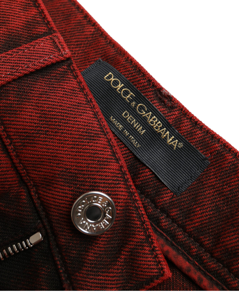 Dolce & Gabbana Red Stretch High Waist Denim Hot Pants Shorts Dolce & Gabbana