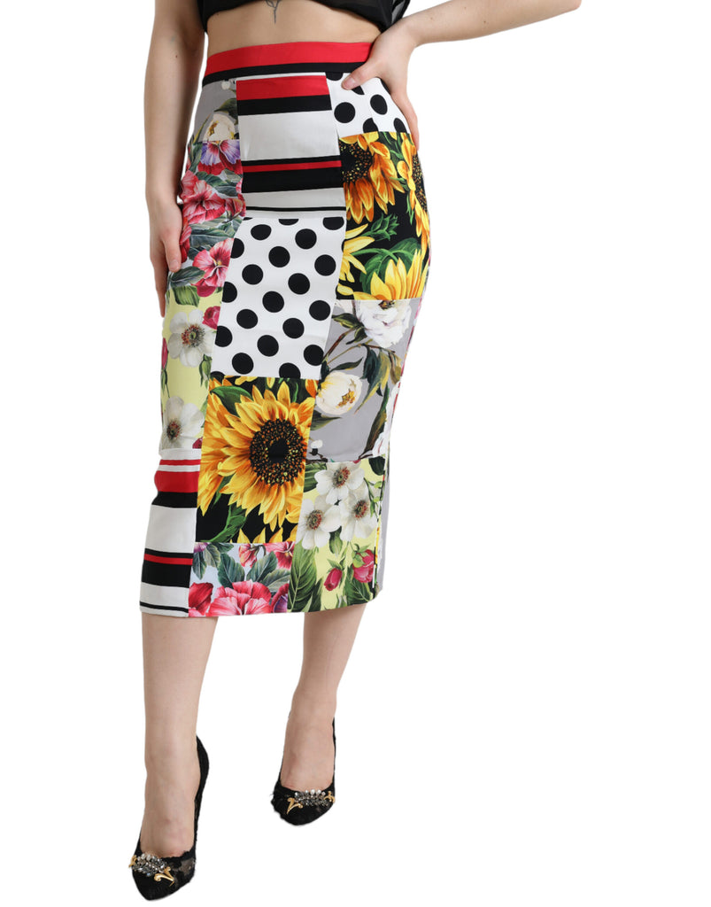 Dolce & Gabbana Multicolor Patchwork High Waist Pencil Cut Skirt Dolce & Gabbana