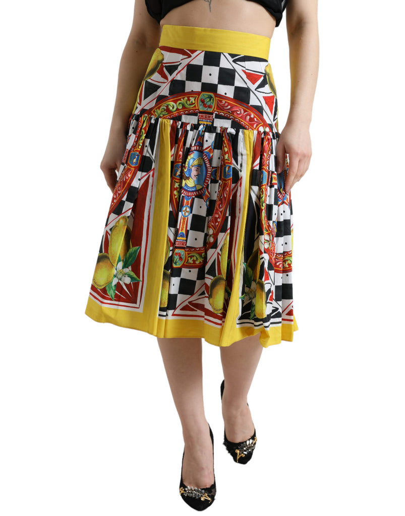 Dolce & Gabbana Multicolor Carretto Lemon High Waist A-line Skirt Dolce & Gabbana