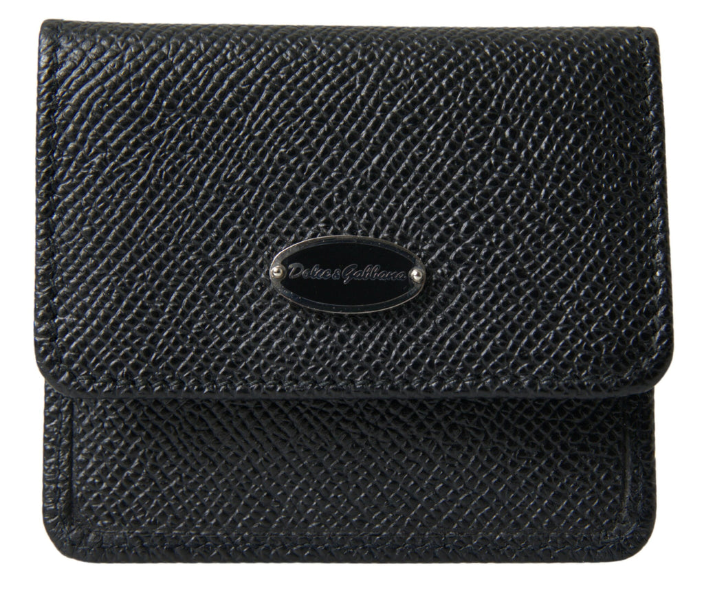 Dolce & Gabbana Black Textured Leather Bifold Logo Coin Purse Wallet Dolce & Gabbana