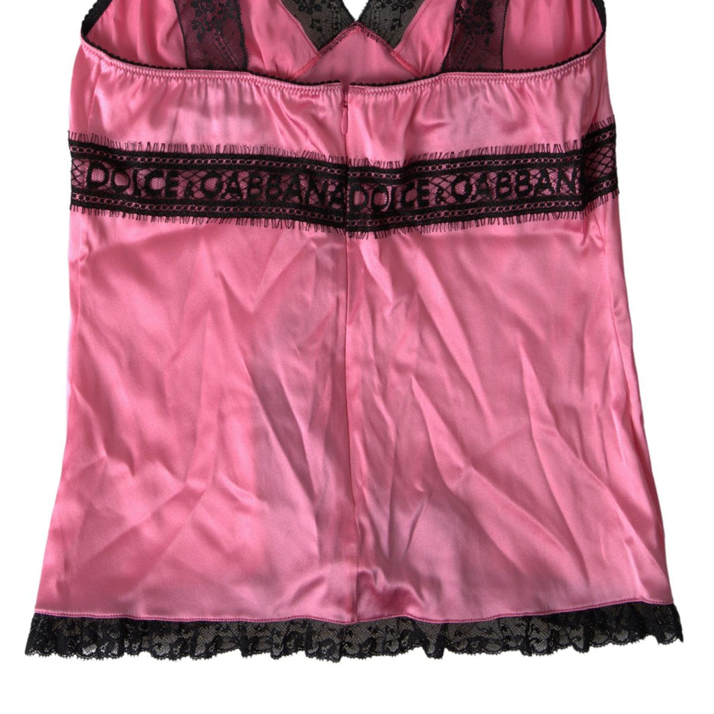 Dolce & Gabbana Pink Lace Silk Sleepwear Camisole Top Underwear Dolce & Gabbana