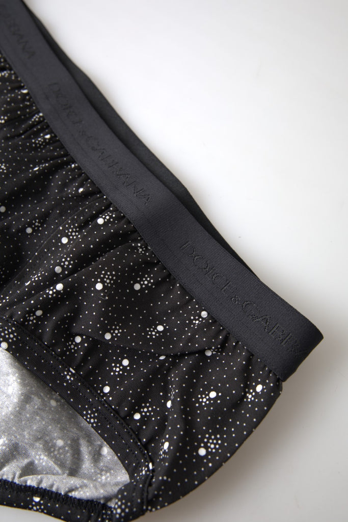Dolce & Gabbana Black Dotted Cotton Brandon Briefs Underwear Dolce & Gabbana