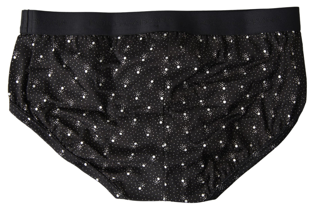 Dolce & Gabbana Black Dotted Cotton Brandon Briefs Underwear Dolce & Gabbana