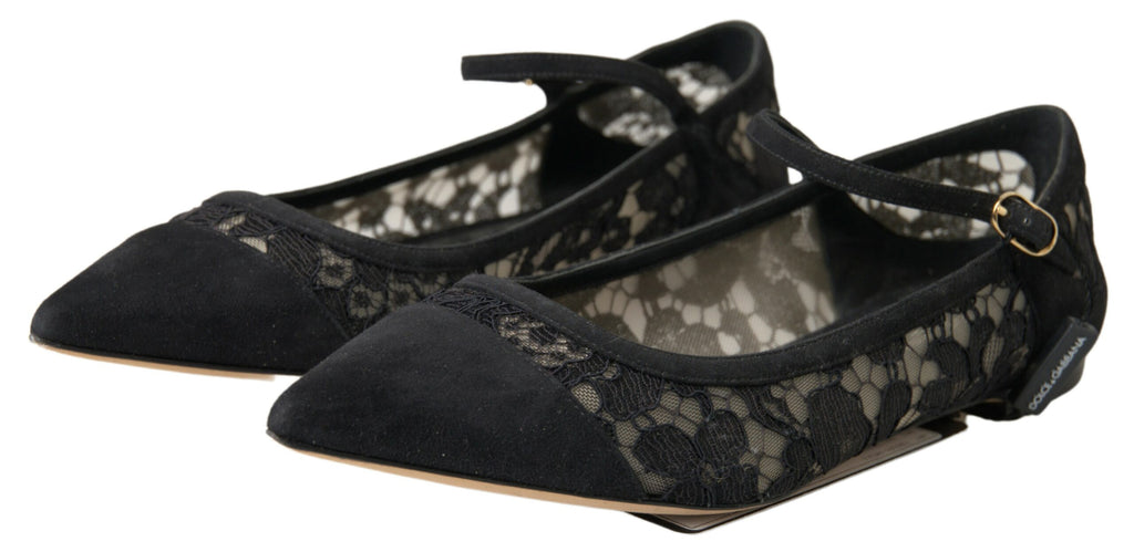 Dolce & Gabbana Black Lace Loafers Ballerina Flats Shoes Dolce & Gabbana