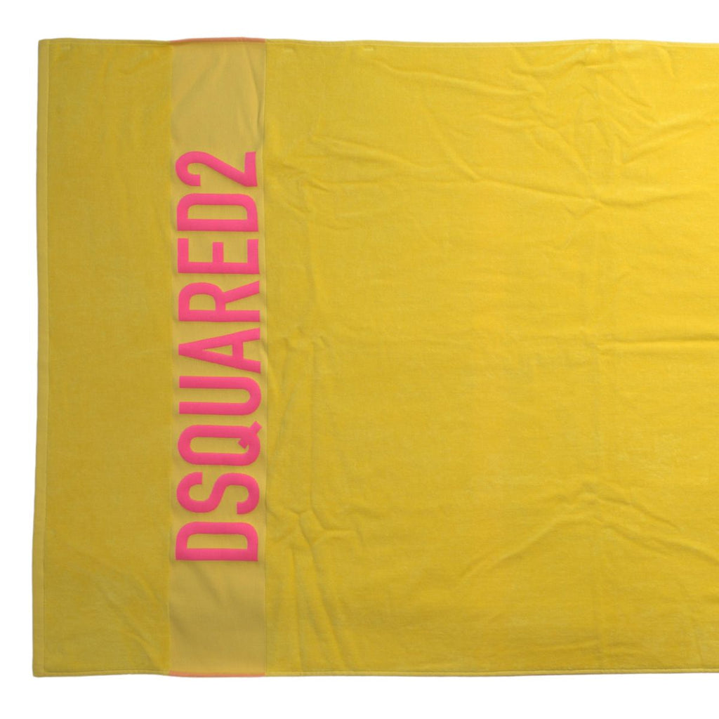 Dsquared² Yellow Logo Print Cotton Soft Unisex Beach Towel Dsquared²