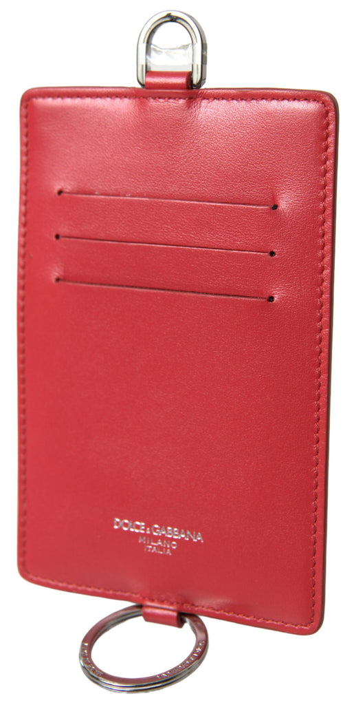Dolce & Gabbana Red Leather Lanyard Logo Card Holder Men Wallet Dolce & Gabbana
