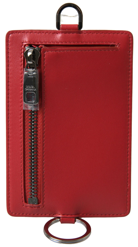 Dolce & Gabbana Red Leather Lanyard Logo Card Holder Men Wallet Dolce & Gabbana