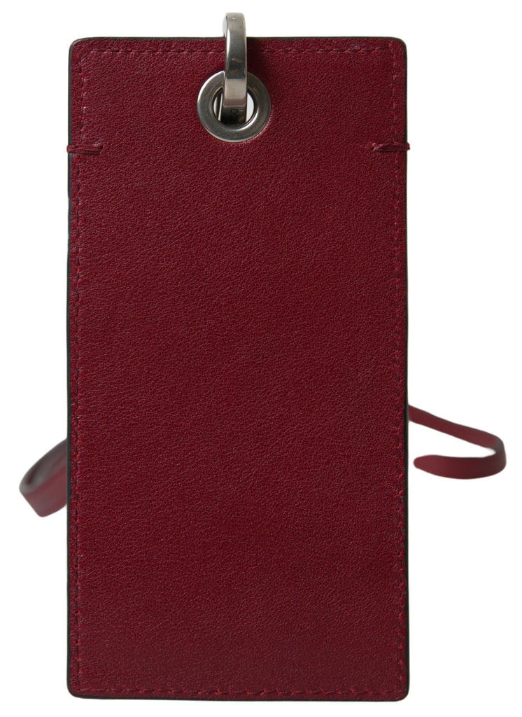 Dolce & Gabbana Red Leather Lanyard Logo Slim Card Holder Men Wallet Dolce & Gabbana