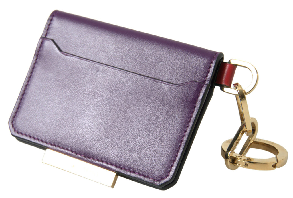 Dolce & Gabbana Purple Calf Leather Bifold Logo Card Holder Wallet Dolce & Gabbana