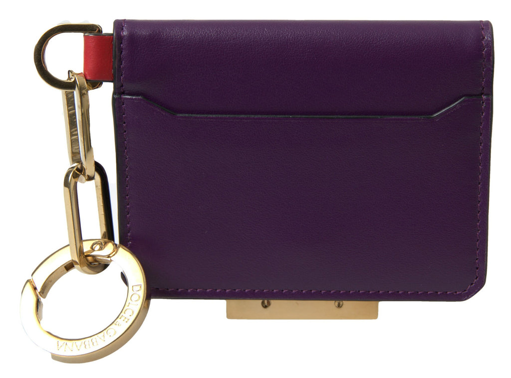 Dolce & Gabbana Purple Calf Leather Bifold Logo Card Holder Wallet Dolce & Gabbana