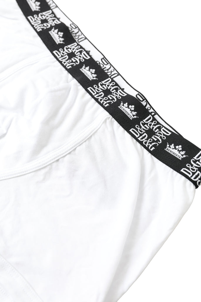 Dolce & Gabbana White Cotton Stretch Regular Boxer Underwear Dolce & Gabbana