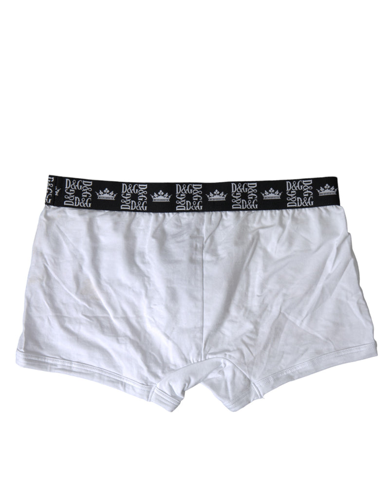 Dolce & Gabbana White Cotton Stretch Regular Boxer Underwear Dolce & Gabbana
