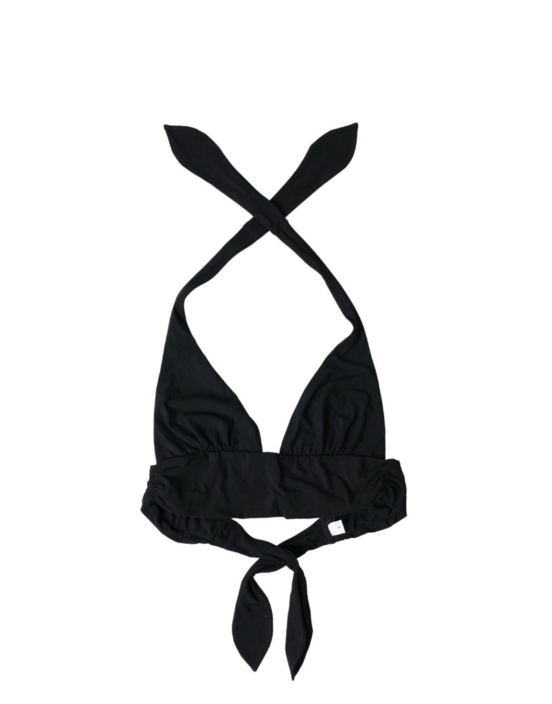 Dolce & Gabbana Black Nylon Stretch Swimwear Halter Top Bikini Dolce & Gabbana