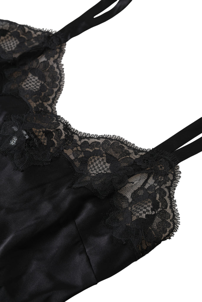 Dolce & Gabbana Black Lace Silk Sleepwear Camisole Top Underwear Dolce & Gabbana