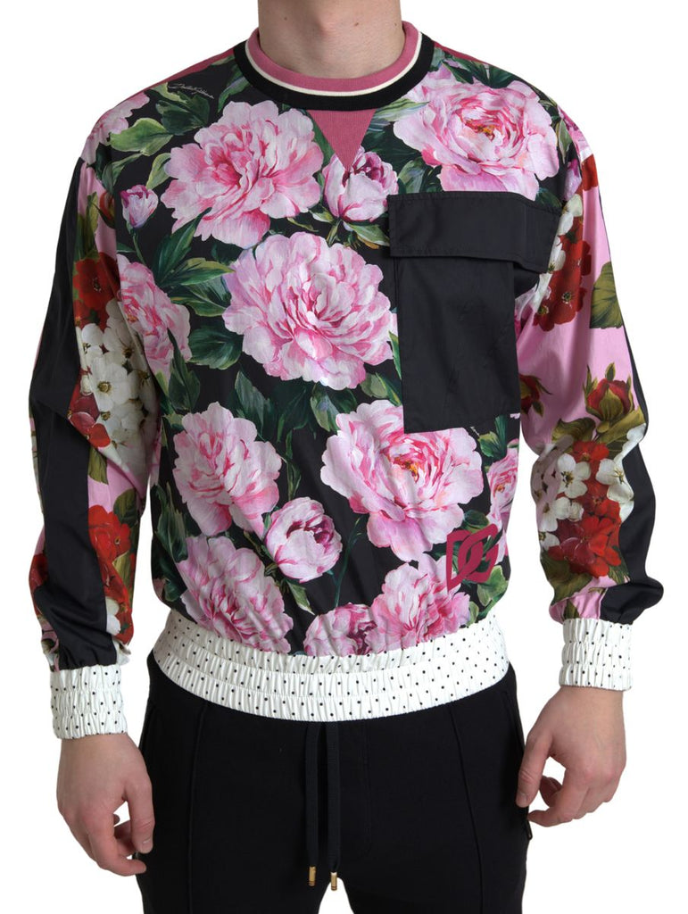 Dolce & Gabbana Pink Floral Roses Crewneck Top Sweater Dolce & Gabbana