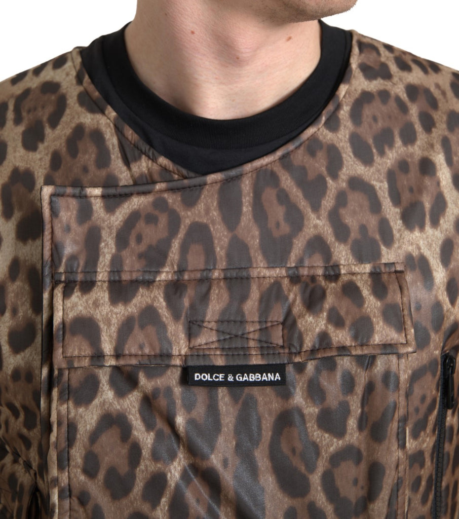 Dolce & Gabbana Brown Leopard Silk Sleeveless Sportswear Dolce & Gabbana