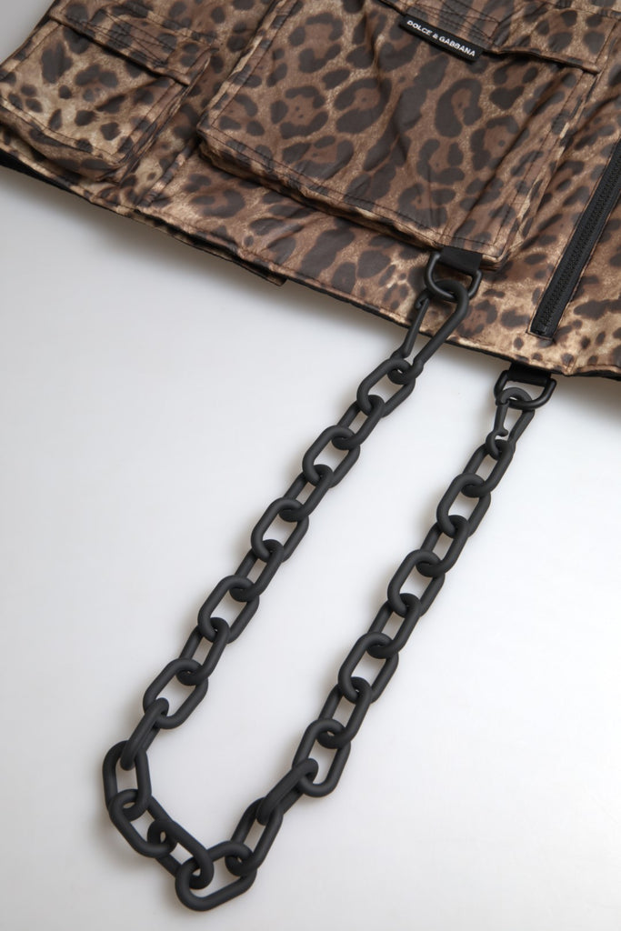 Dolce & Gabbana Brown Leopard Silk Sleeveless Sportswear Dolce & Gabbana