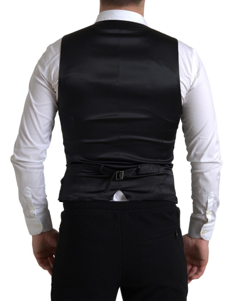 Dolce & Gabbana Black Polyester Waistcoat Formal Men Vest Dolce & Gabbana