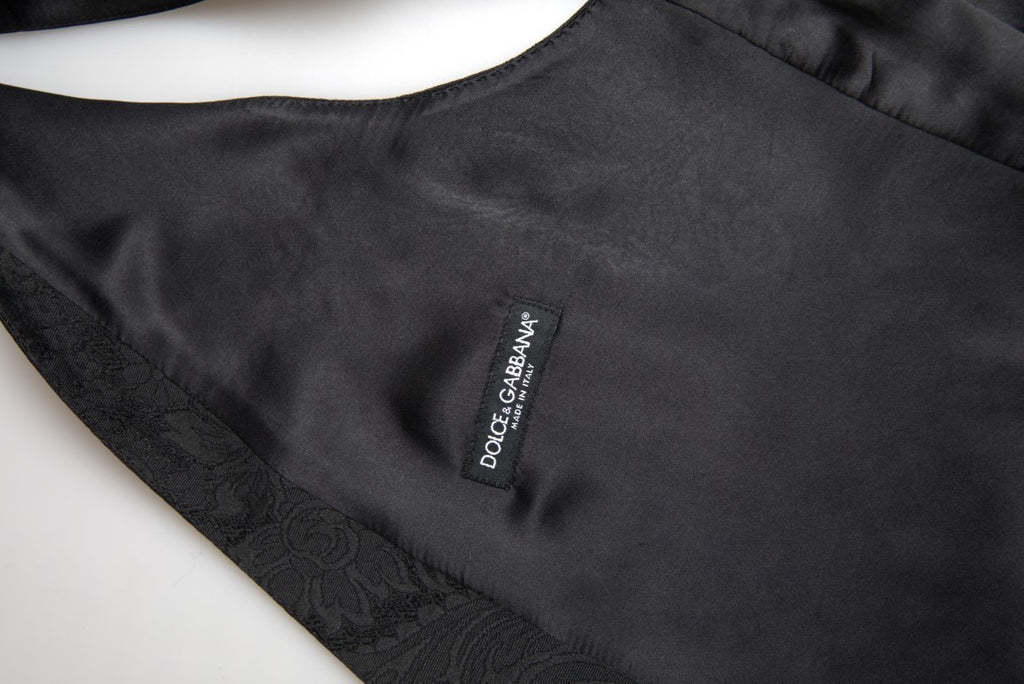 Dolce & Gabbana Black Polyester Waistcoat Formal Men Vest Dolce & Gabbana