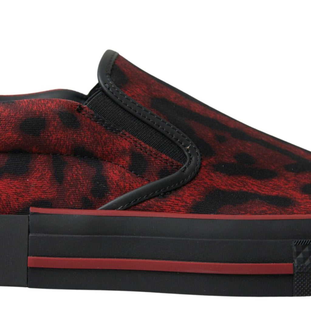 Dolce & Gabbana Red Black Leopard Loafers Sneakers Shoes Dolce & Gabbana