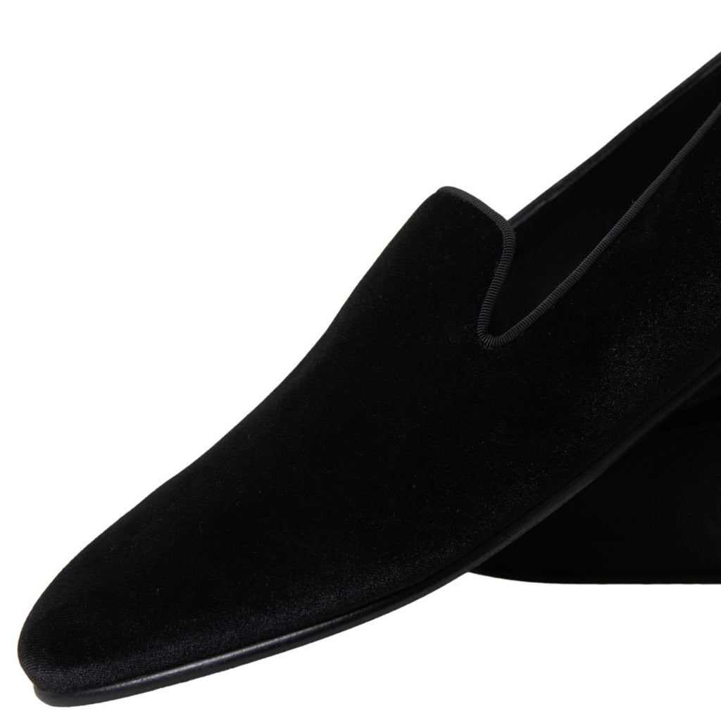 Dolce & Gabbana Black Velvet Loafers Formal Shoes Dolce & Gabbana