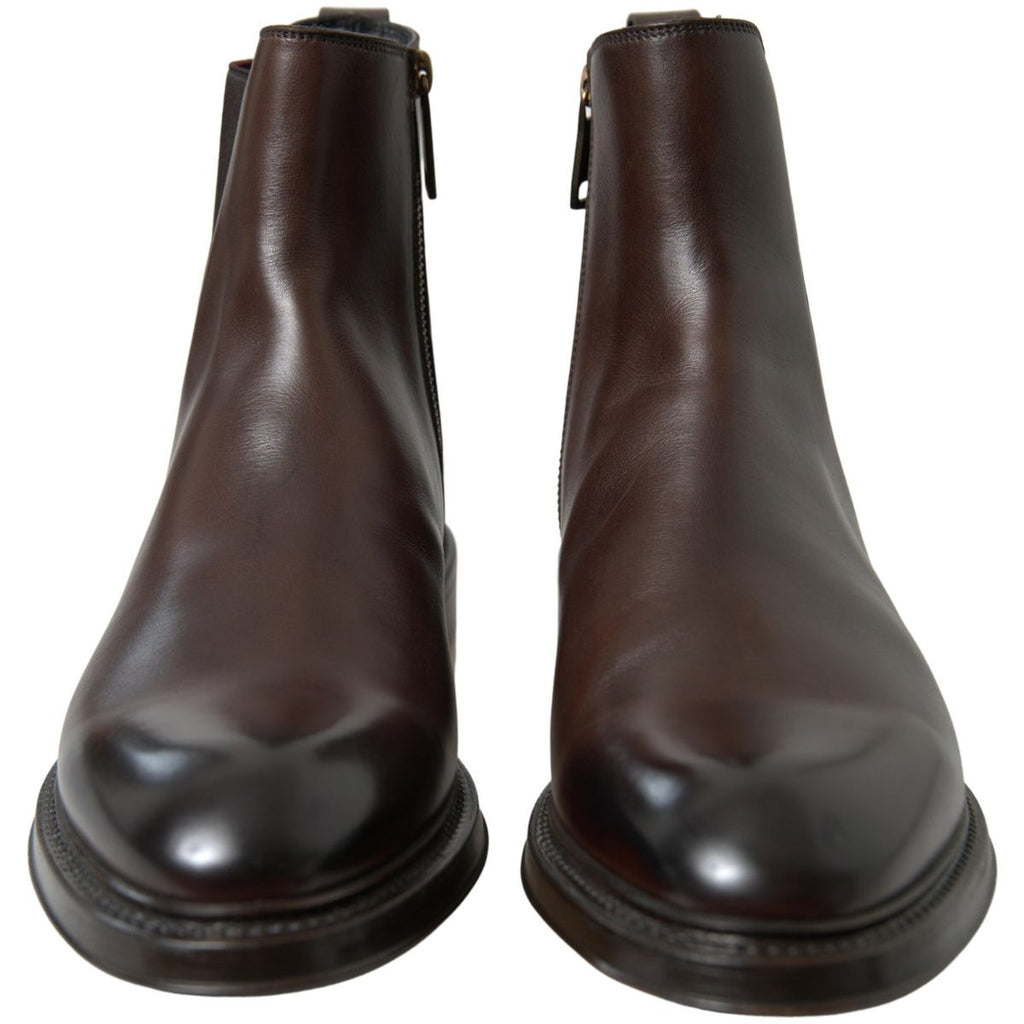 Dolce & Gabbana Brown Leather Chelsea Mens Boots Shoes Dolce & Gabbana