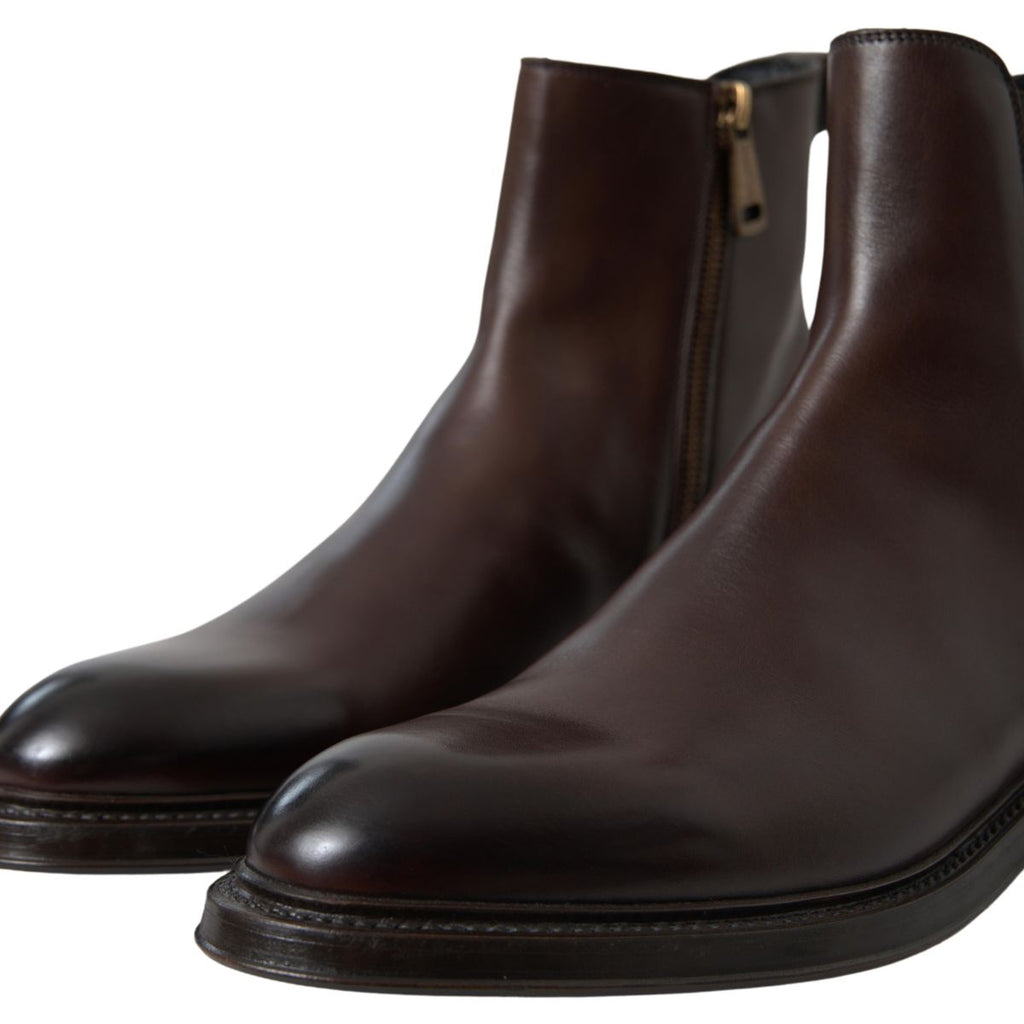 Dolce & Gabbana Brown Leather Chelsea Mens Boots Shoes Dolce & Gabbana