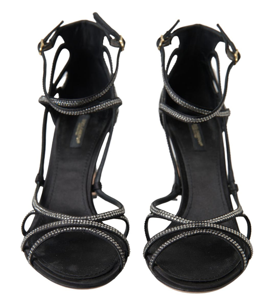 Dolce & Gabbana Rhinestone Stiletto Sandal Satin Shoes Dolce & Gabbana