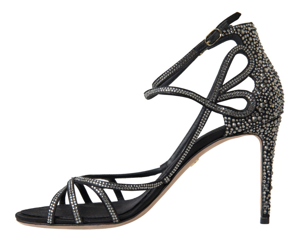 Dolce & Gabbana Rhinestone Stiletto Sandal Satin Shoes Dolce & Gabbana
