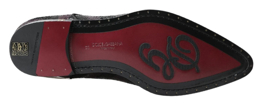 Dolce & Gabbana Black Bordeaux Sequin Chevron Men Derby Shoes Dolce & Gabbana