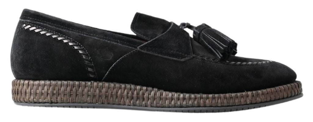 Dolce & Gabbana Black Suede Leather Casual Espadrille Shoes Dolce & Gabbana