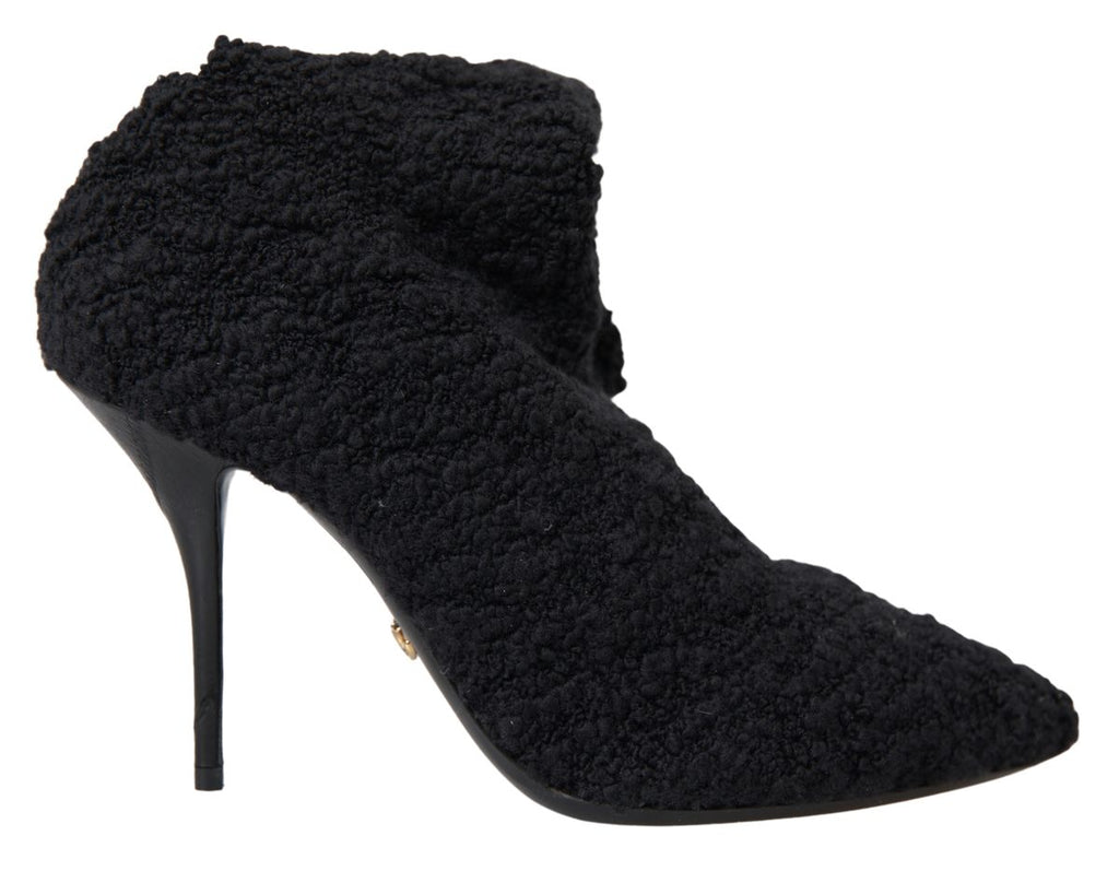 Dolce & Gabbana Black Stiletto Heels Mid Calf Boots Dolce & Gabbana